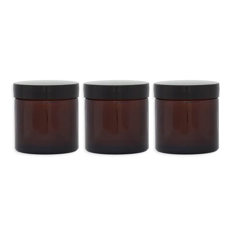 Lot 3 Pommadiers en verre ambré - 120ML
