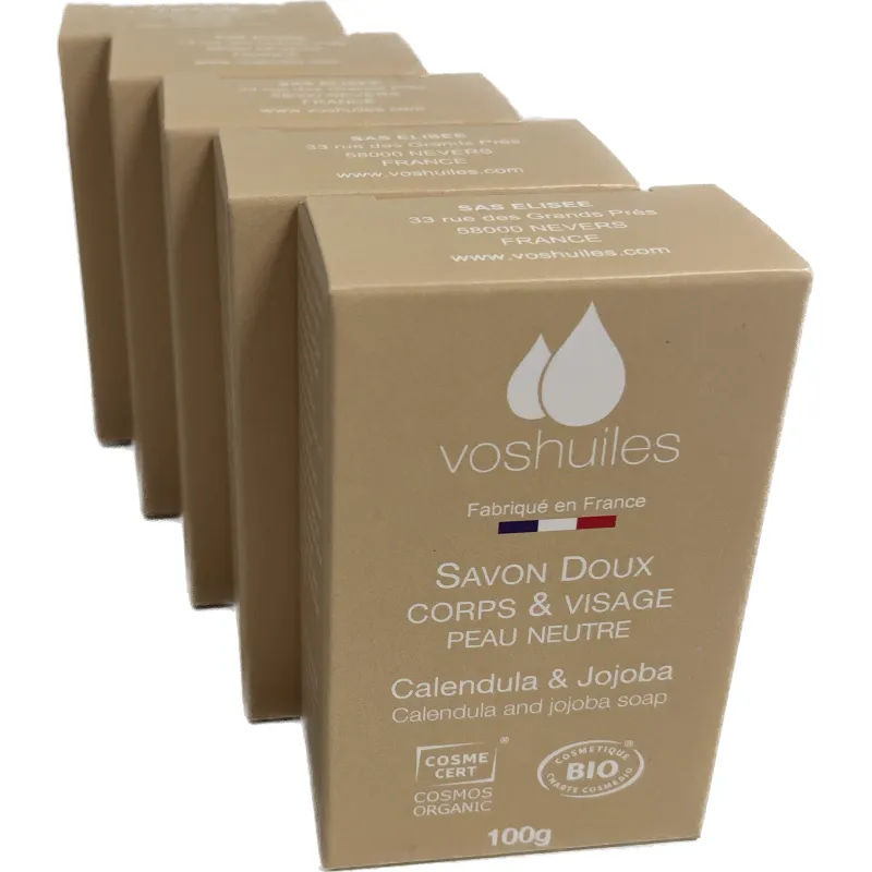 Lot de 5 Savons Calendula et Jojoba pour peau neutre